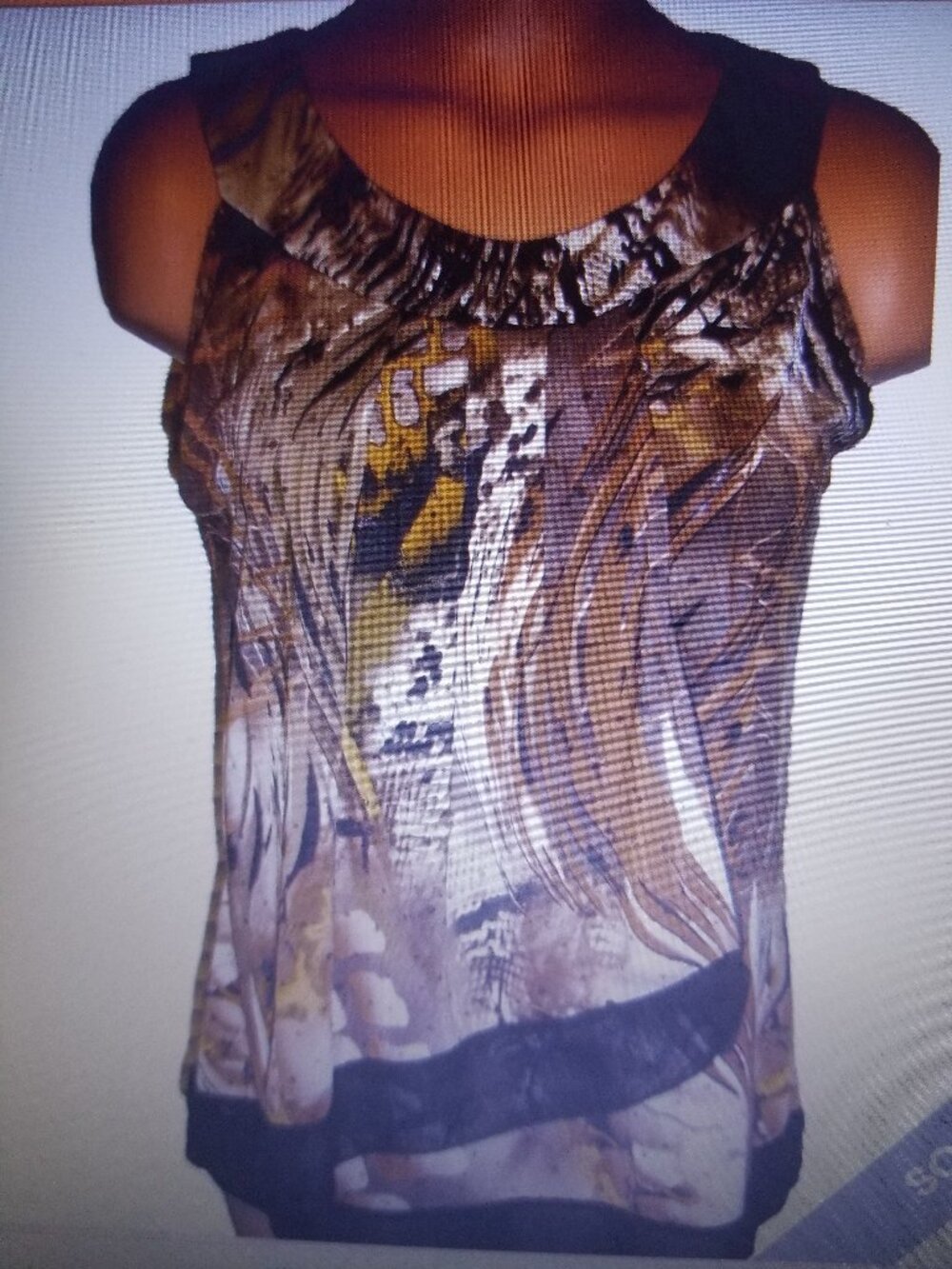 DRESSBARN WOMEN'S BLACK BROWN GOLD LAYERED TOP SZ SMALL